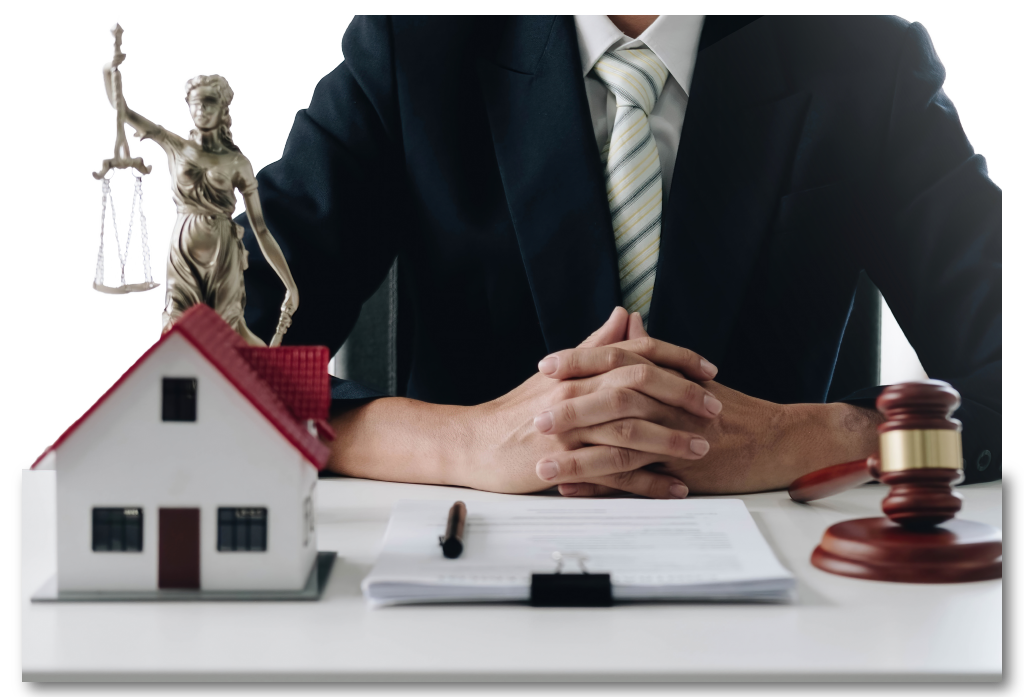 Judge gavel, House model and Document